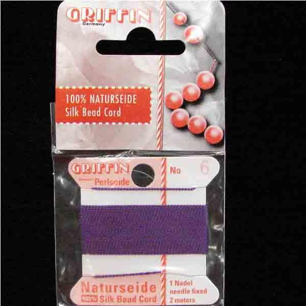 Amethyst Size 6 (.7mm) Griffin Silk Cord With Flex Needle