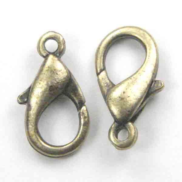 Antique Brass Plate 15MM Lobster Claw Clasp
