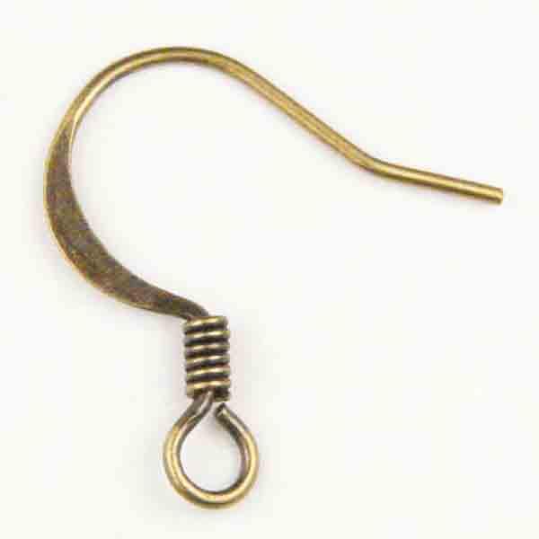 Antique Brass Plate 16MM  Earwire With Coil