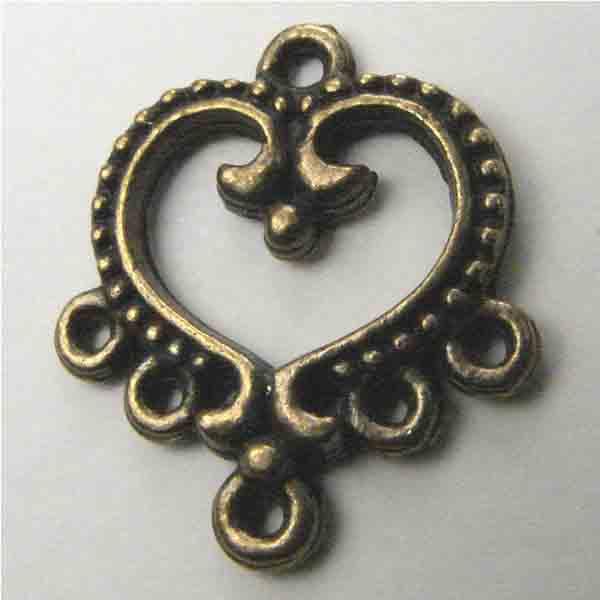 Antique Brass Plate 17MM Heart Connector