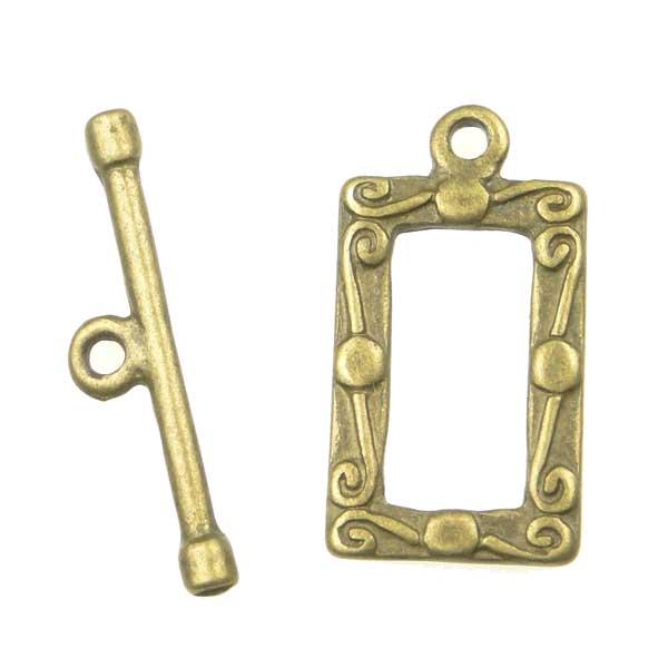 Antique Brass Plate 18x12MM Rectangle Toggle