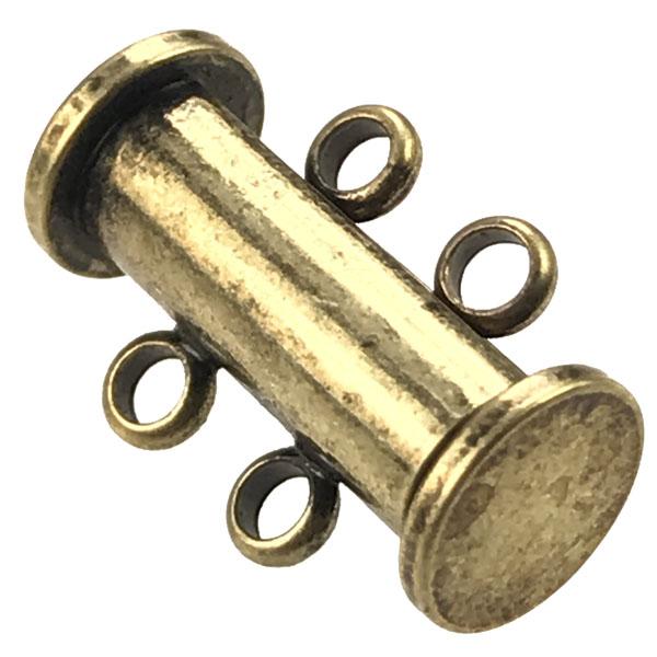 Antique Brass Plate 2 Strand 15x10MM Magnetic Tube Slide Clasp