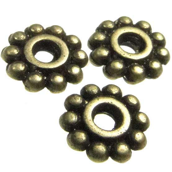 Antique Brass Plate 6.5MM Rondelle Spacer with Beaded Edge