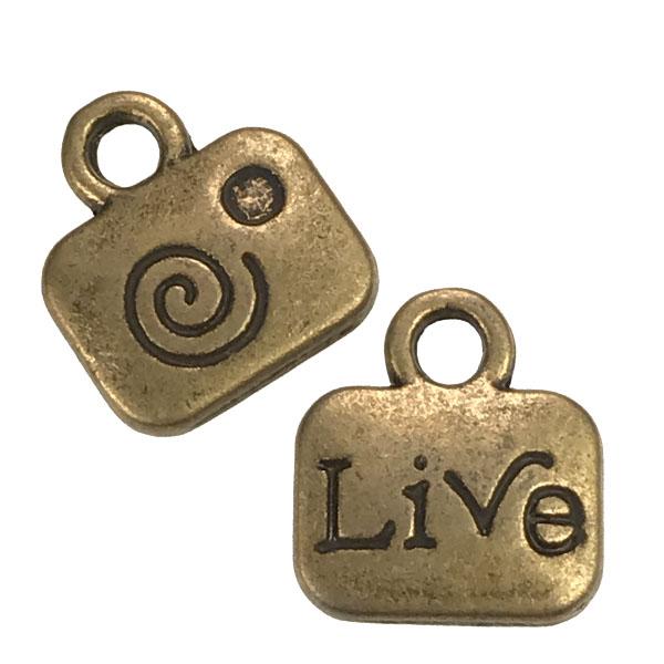 Antique Brass Plate 8x11MM Live Pendant with Rhinestone Setting