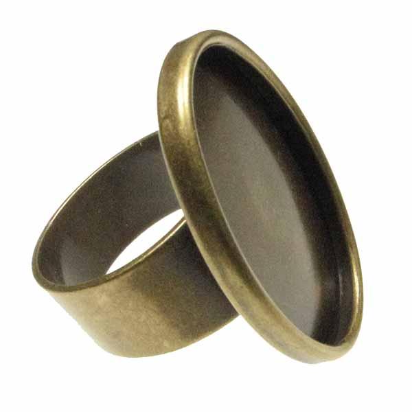 Antique Brass Plate Adjustable Ring With 25x18MM Setting