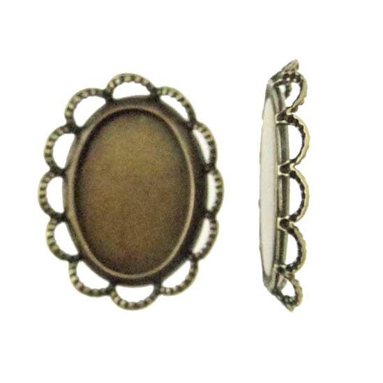 Antique Brass Plate Lace Edge Cabochon Bezel Setting