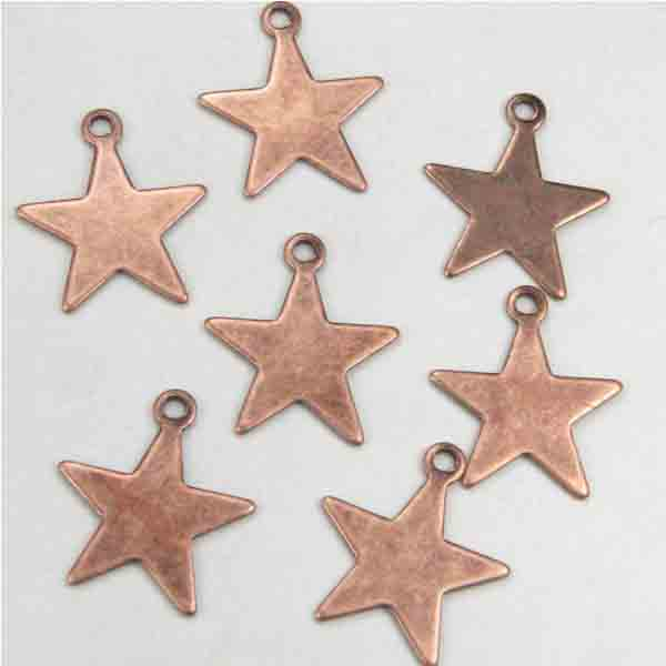 Antique Copper 9MM Star Metal Stamping