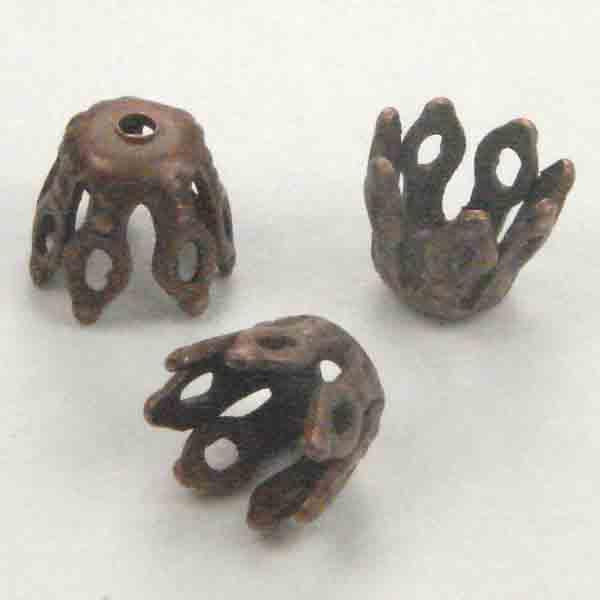 Antique Copper Filigree Cap For 6MM Bead