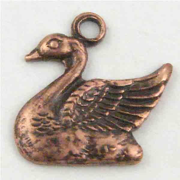 Antique Copper Plate 10MM Swan Stamping