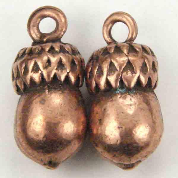 Antique Copper Plate 10mm Acorn Casting