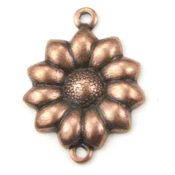 Antique Copper Plate 13mm Blossom Pendant
