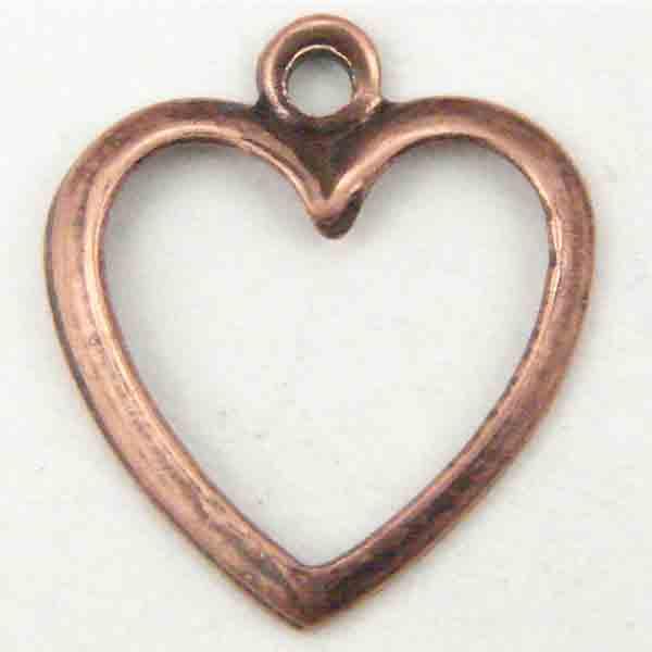 Antique Copper Plate 13x12MM Thin Rimmed Heart Stamping