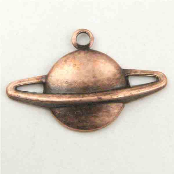 Antique Copper Plate 13x21MM Saturn Charm Pendant