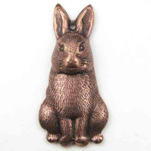 Antique Copper Plate 13x27MM Rabbit Stamping