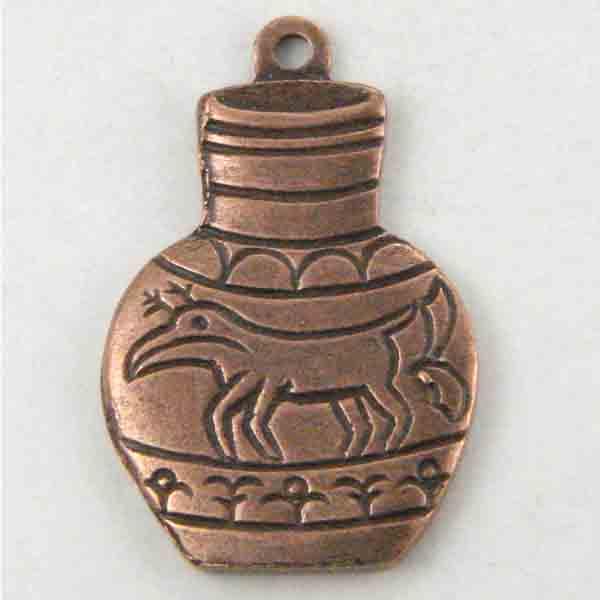 Antique Copper Plate 14x10 Diestruck Decorated Pot