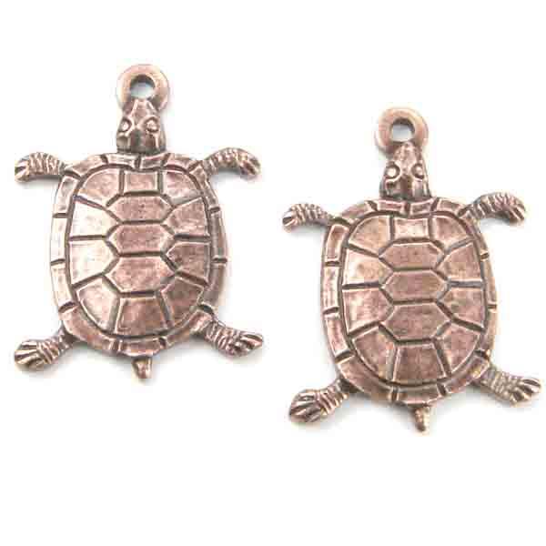 Antique Copper Plate 14x13MM Turtle Diestruck