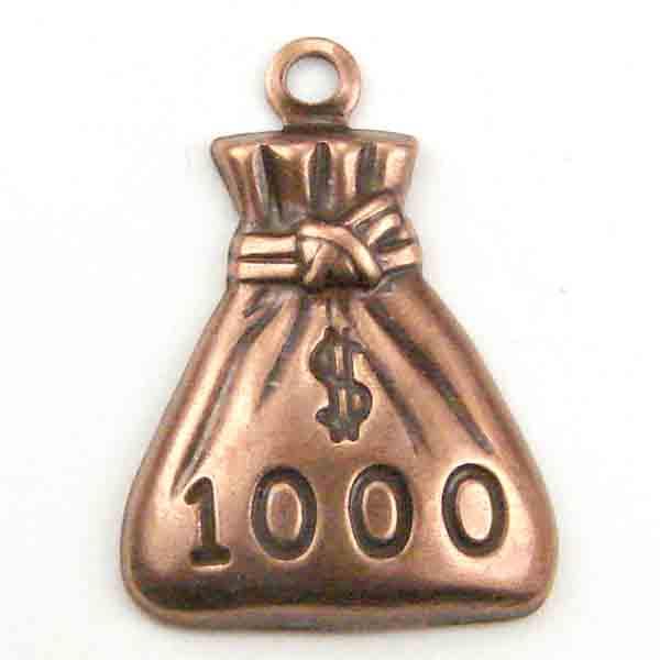 Antique Copper Plate 14x16MM Money Bag Stamping