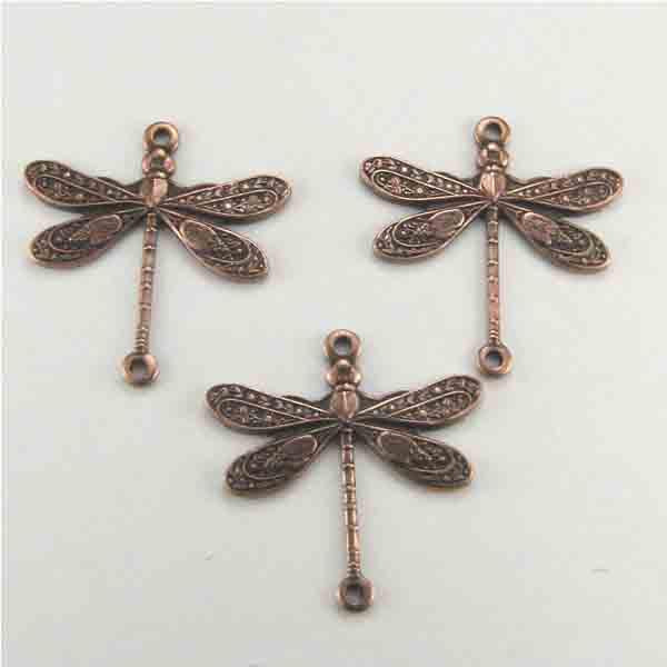 Antique Copper Plate 14x18MM Dragonfly Connector