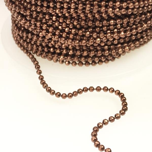 Antique Copper Plate 1.5MM Diamond Cut Ball Chain
