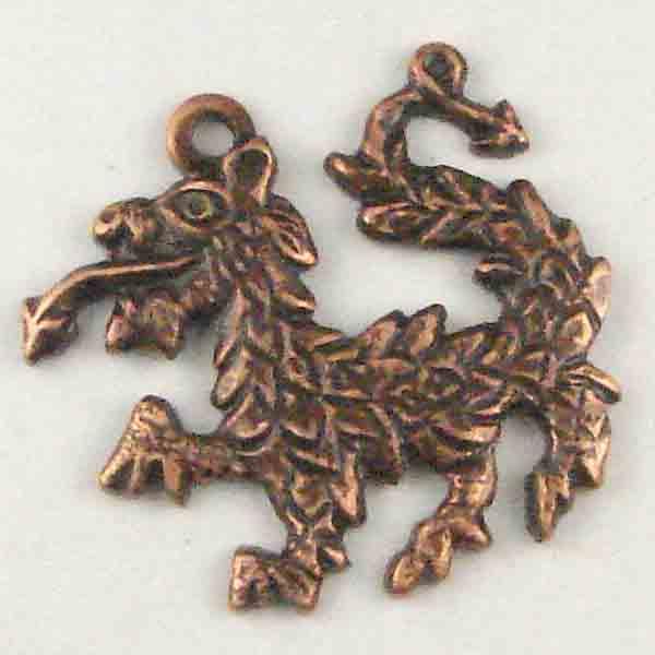 Antique Copper Plate 15x16MM Diestruck Dragon