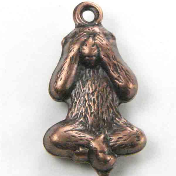 Antique Copper Plate 15x8 See No Evil Monkey