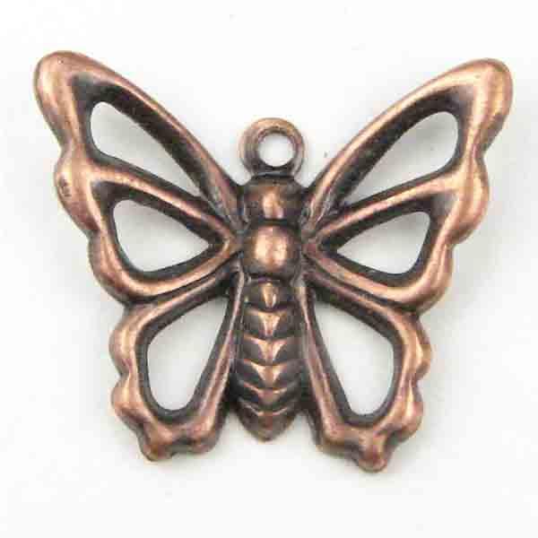 Antique Copper Plate 16X17MM Openwork Butterfly