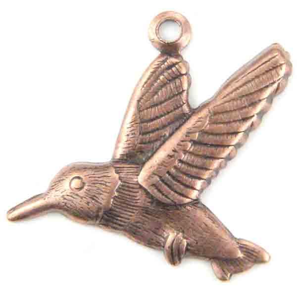 Antique Copper Plate 16x18MM Left Facing Hummingbird