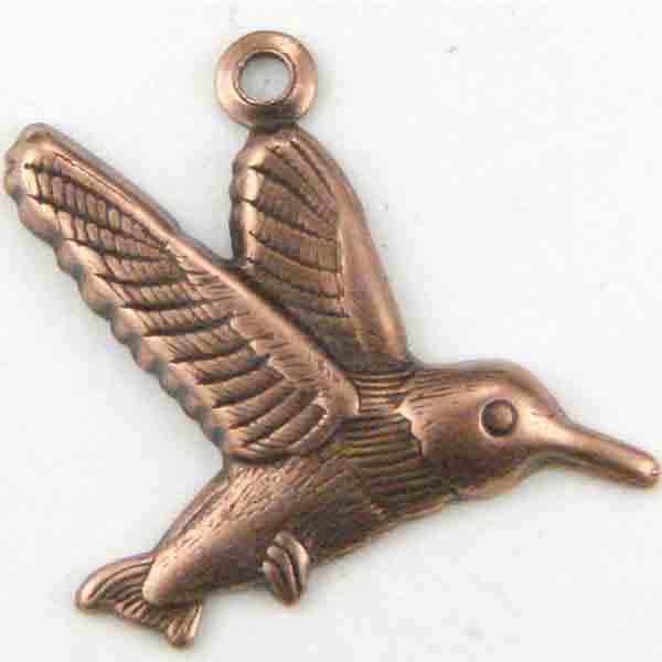 Antique Copper Plate 16x18MM Right Facing Hummingbird