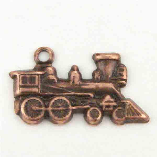 Antique Copper Plate 17x9MM Train Stamping