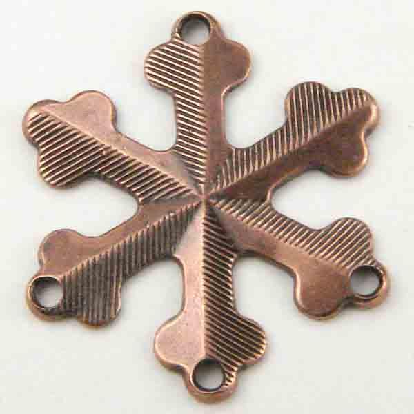Antique Copper Plate 18MM 4 Hole Snowflake