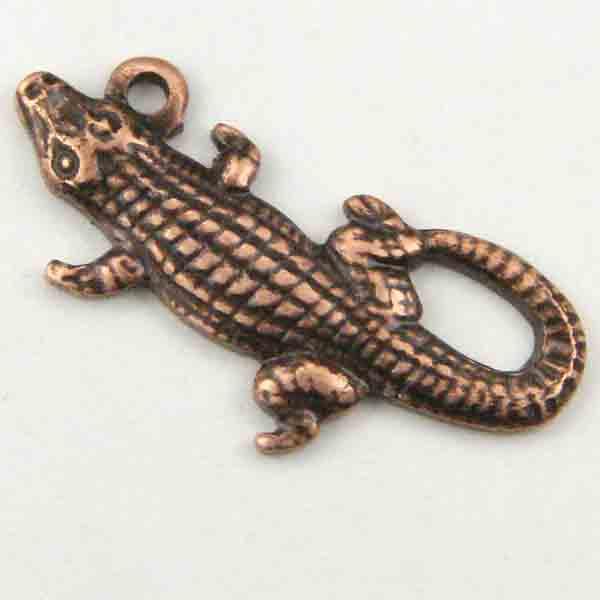 Antique Copper Plate 19x9MM Stamped Gator