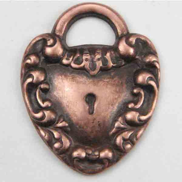 Antique Copper Plate 20x16MM Heart Shaped Lock Stamping