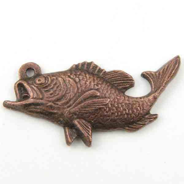 Antique Copper Plate 20x16MM Jumping Fish