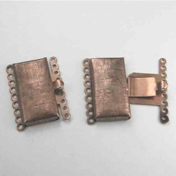 Antique Copper Plate 23X17MM 9 Strand Box Clasp