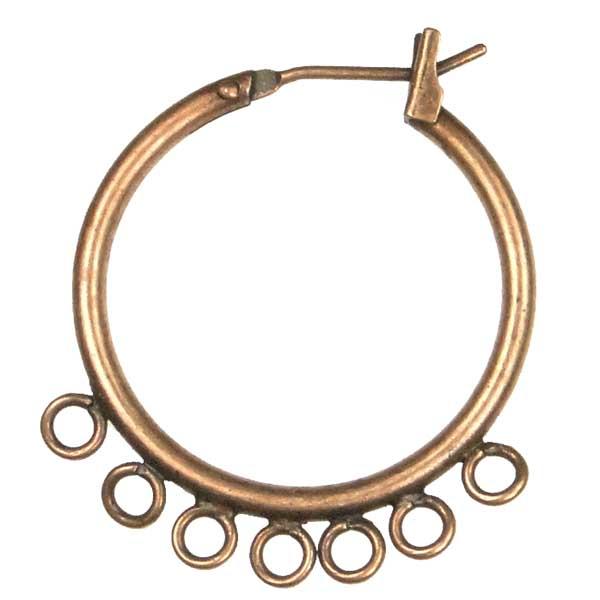 Antique Copper Plate 23mm 7 Loop Chandelier Hoop