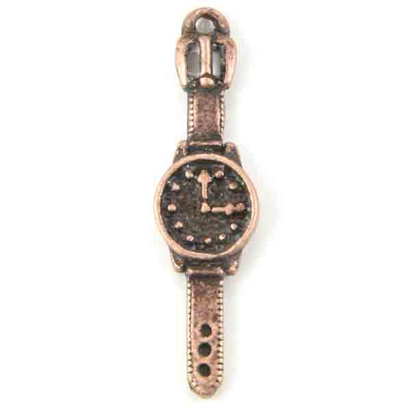 Antique Copper Plate 25X7MM Cast 3-D Wristwatch