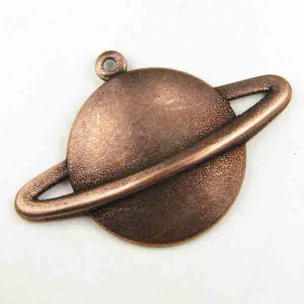 Antique Copper Plate 27x32MM Saturn Charm Pendant