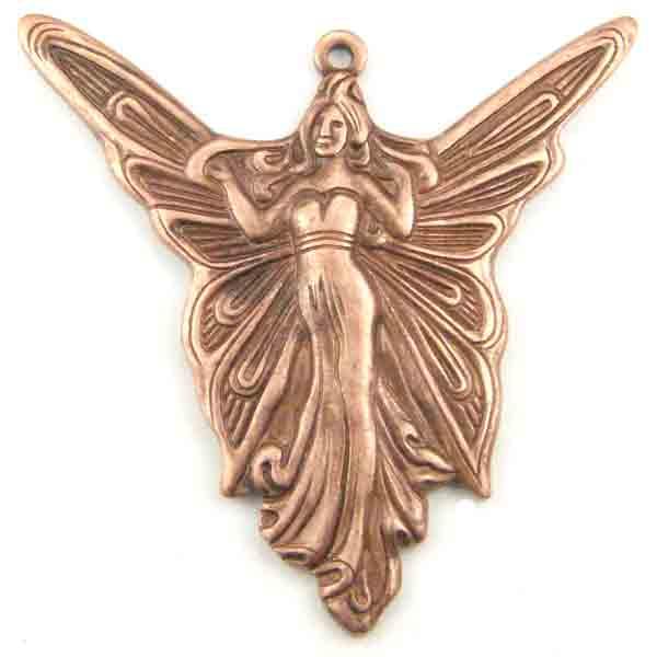 Antique Copper Plate 29x30MM Butterfly with Female Body