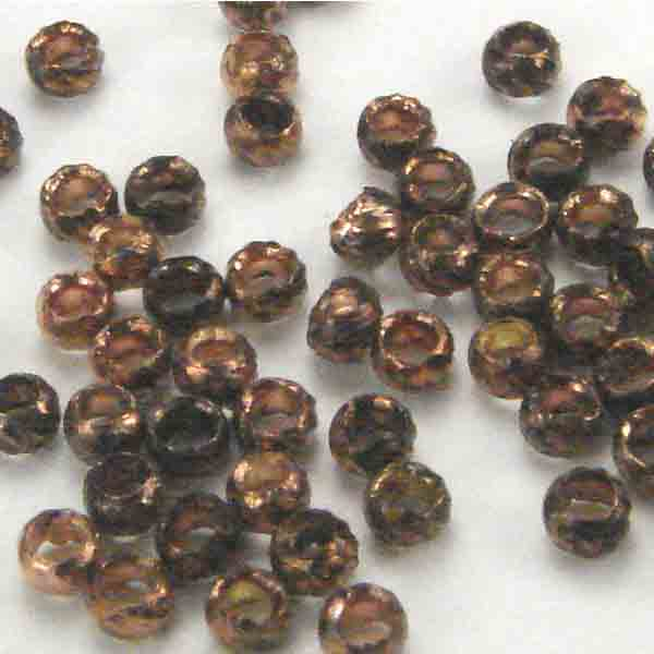 Antique Copper Plate 2MM Ribbed Crimp Bead