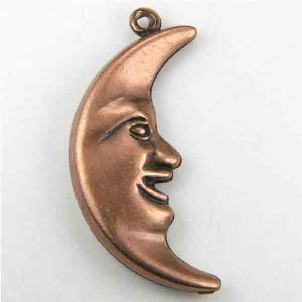 Antique Copper Plate 30x14MM Hollow Crescent Moon Face