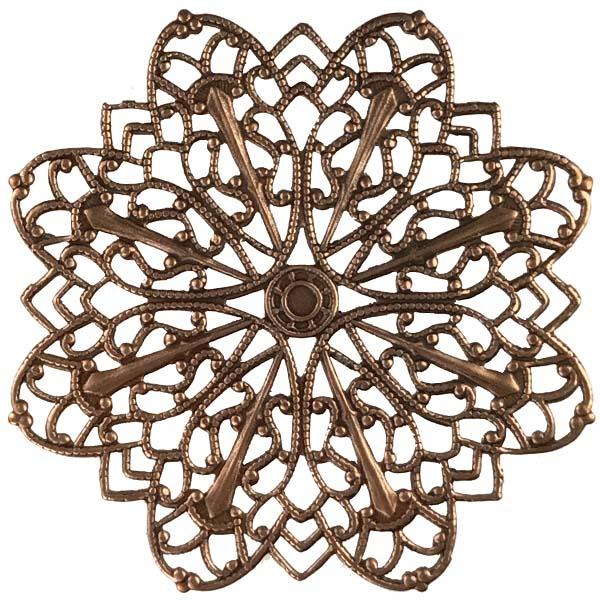 Antique Copper Plate 47mm Filigree Round