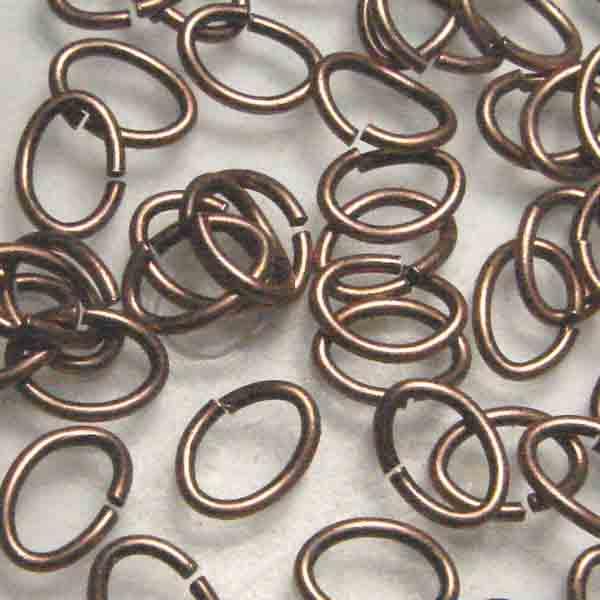 Antique Copper Plate 7x5MM Open Oval Jump Ring 22 Gauge