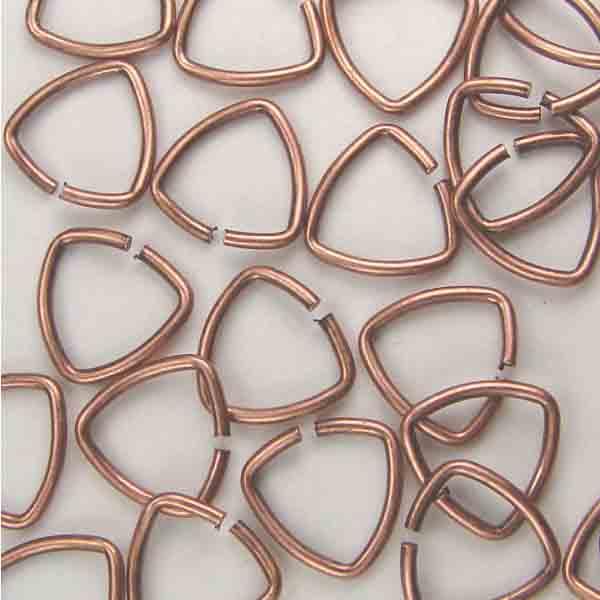 Antique Copper Plate 8MM 22 Gauge Triangle Jump Ring or Bail