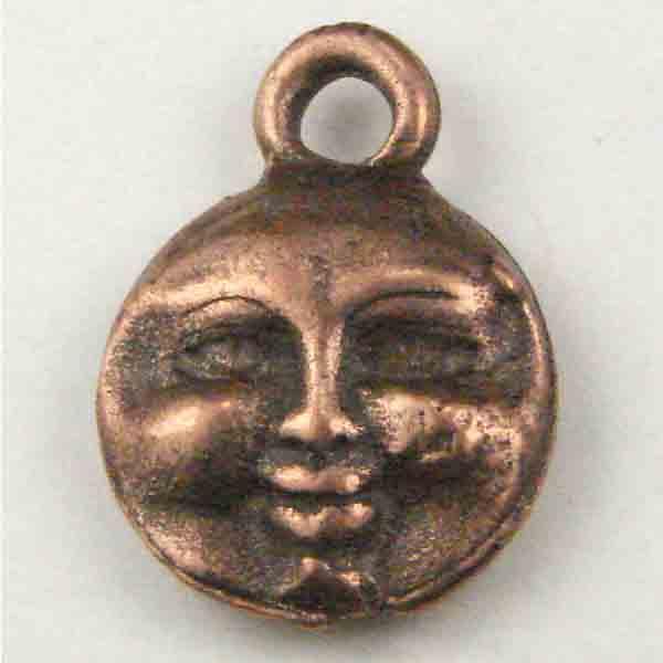 Antique Copper Plate 9MM Round Smiling Moon Face