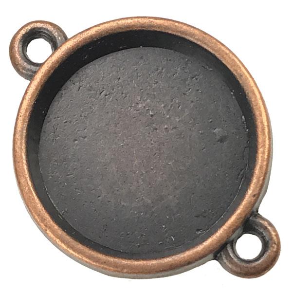 Antique Copper Plate Bezel Setting With 2 Connector Loops For 15MM Cabochon