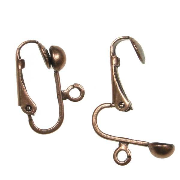Antique Copper Plate Clip On Earring With 1/2 5MM Ball Detail
