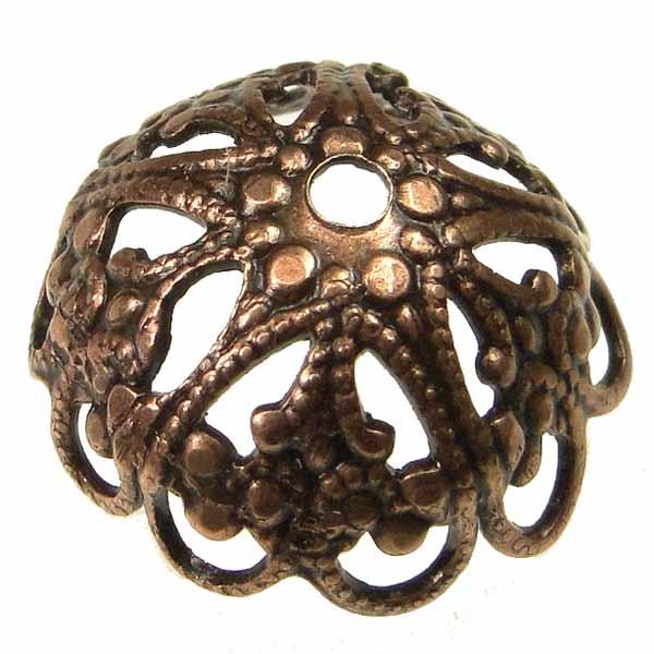 Antique Copper Plate Filigree Cap For 12MM Bead