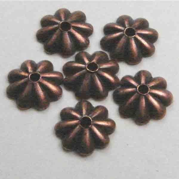 Antique Copper Plate Fluted Cap For 7MM And Larger Beads