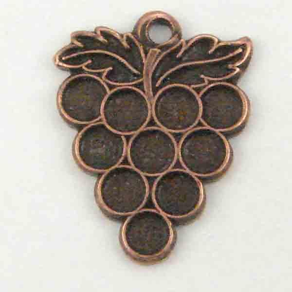 Antique Copper Plate Grape Cluster 13X11MM