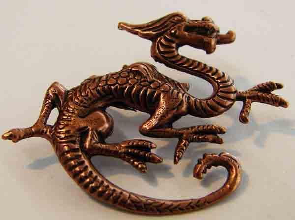 Antique Copper Plate Pronged Metal Dragon 29X35MM